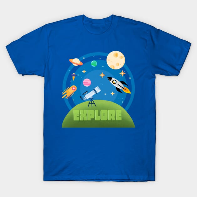 Explore the Adventure of Space T-Shirt by LittleBunnySunshine